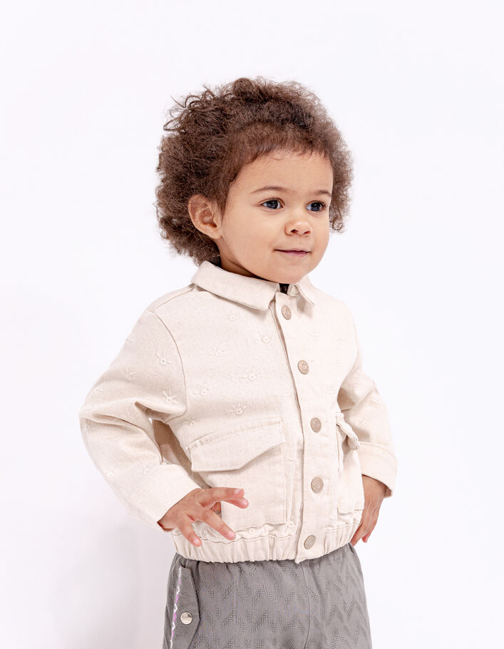 Cremeweiße Jeansjacke mit Stickerei für Babymädchen - IKKS