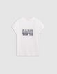 Camiseta de mujer de rayas marineras en blanco roto-5