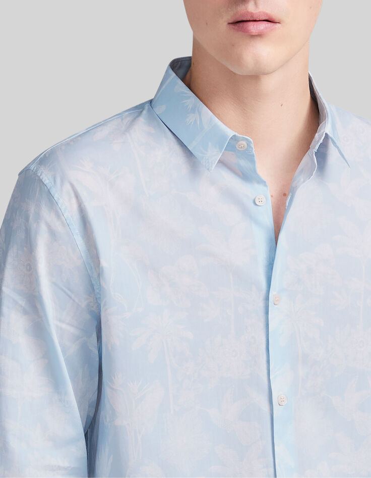Men&rsquo;s sky tropical motif Liberty fabric SLIM shirt-4