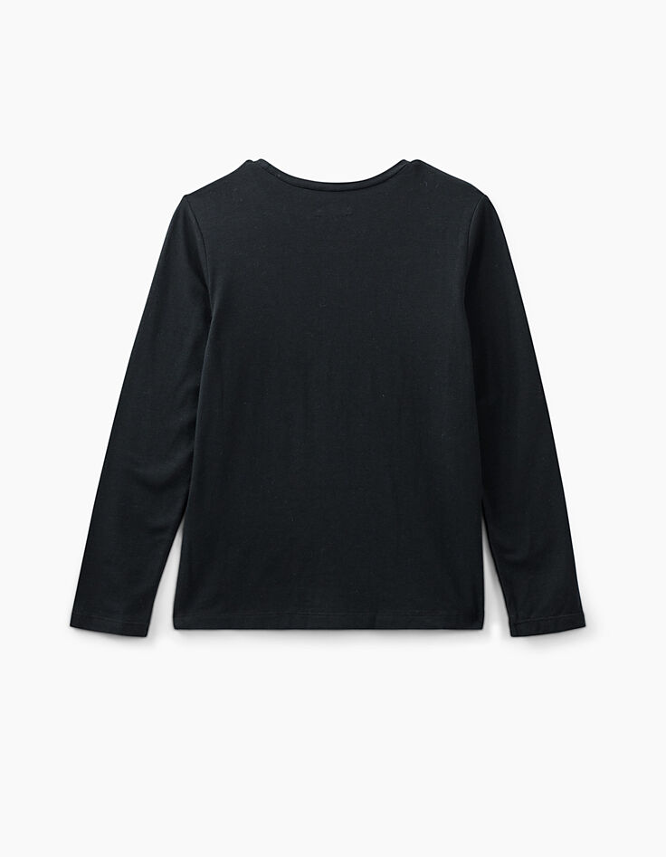 Tee-shirt noir Happy Spooky Party Halloween fille-3