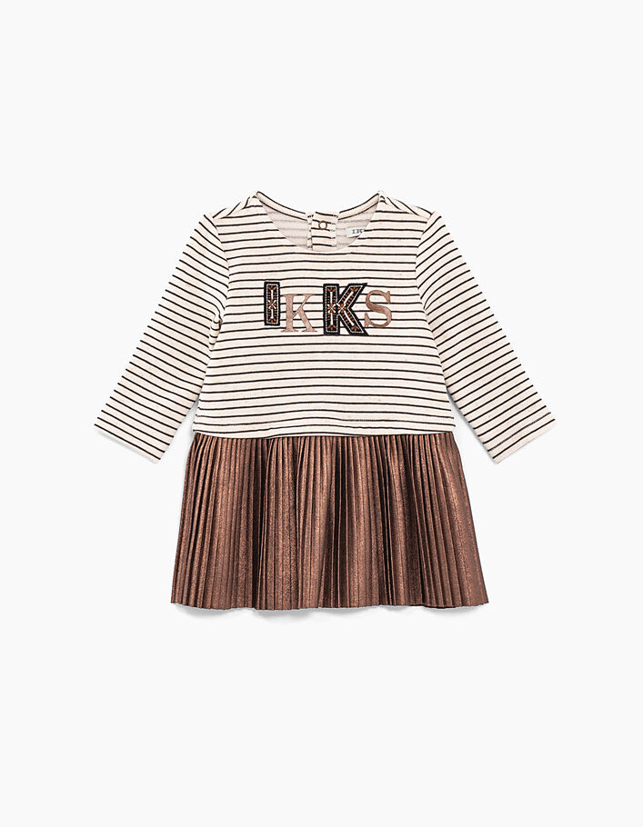 Baby girls’ mixed-fabric sailor dress with pleated skirt - IKKS