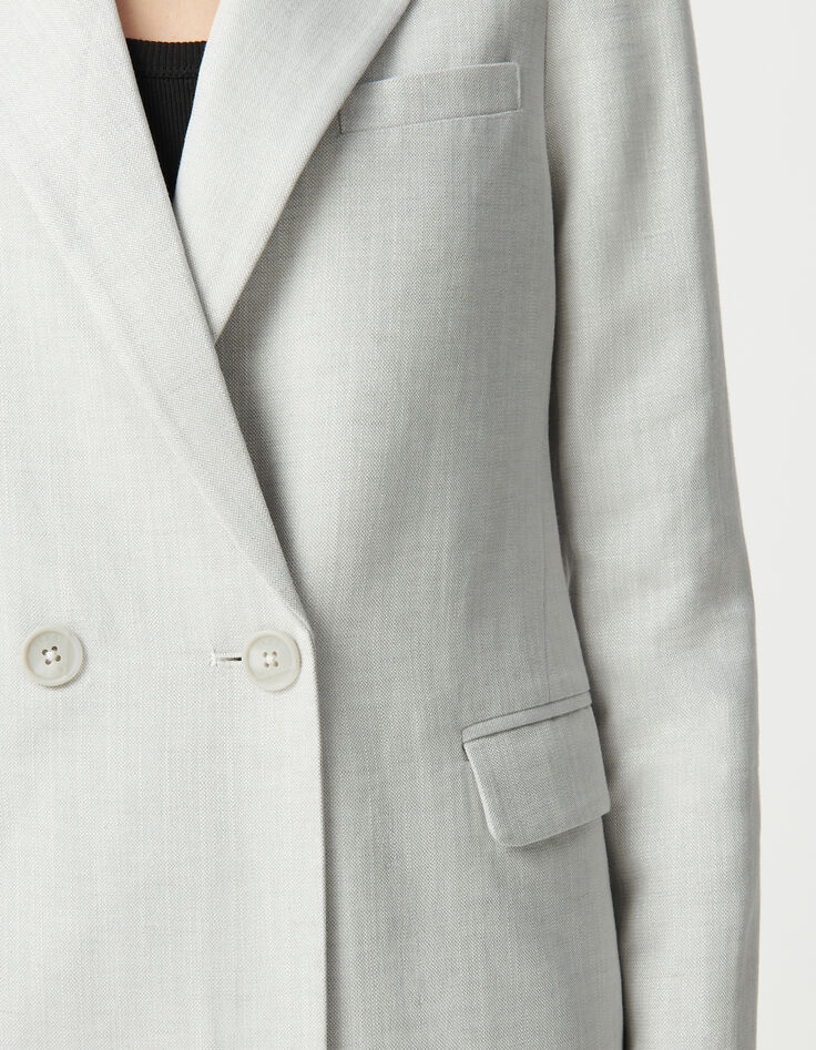 Veste de costume crois&eacute;e gris paillet&eacute; Femme-4