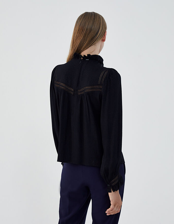 Women’s animal motif jacquard viscose blouse with lace-3