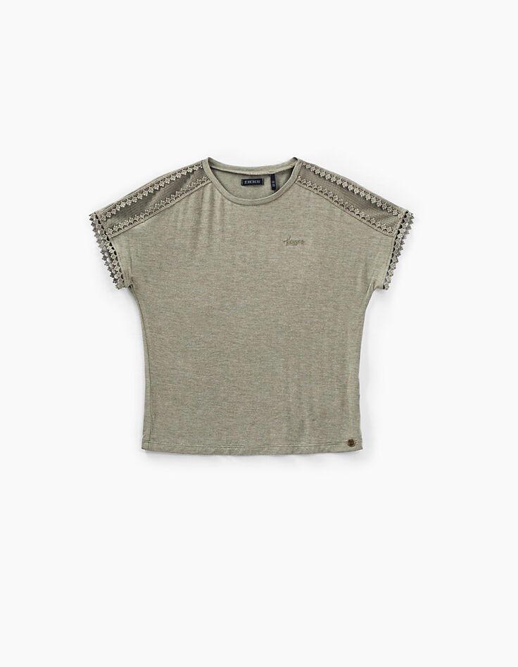 Tee-shirt bronze avec résille aux épaules fille-2