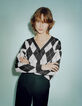 Gebreid vest grijs en ecru Argyle-motief Dames-8
