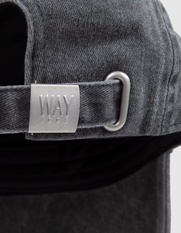 Graue M&auml;dchenschirmm&uuml;tze aus Biobaumwolle mit Schriftzug-4