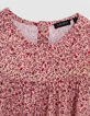 Girl's pink floral print blouse-4