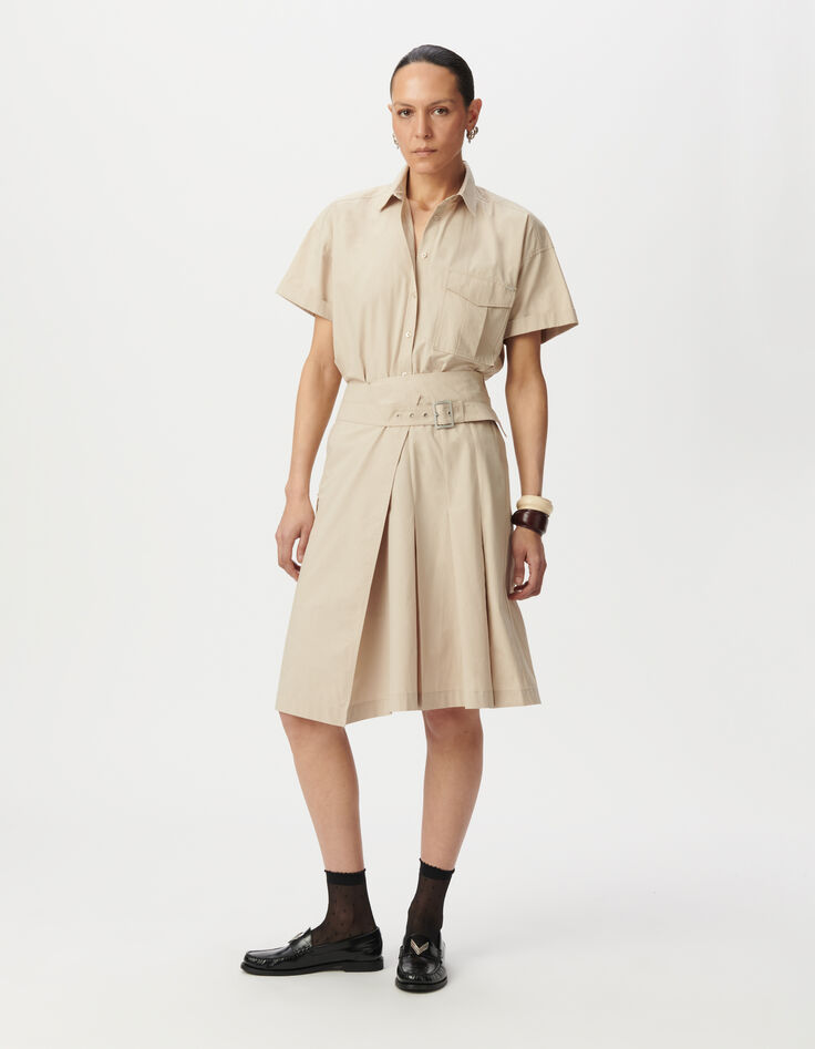 Beige plooirok wikkelmodel Dames-1 Beige plooirok wikkelmodel Dames-1
