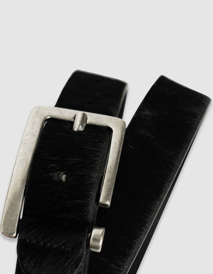Ceinture noire cuir effet poulain Femme-2 Ceinture noire cuir effet poulain Femme-2