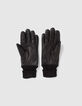 Schwarze Herrenlederhandschuhe mit Rippb&uuml;ndchen-3