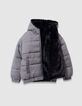 Plumas reversible negro pata de gallo y sherpa niña-8