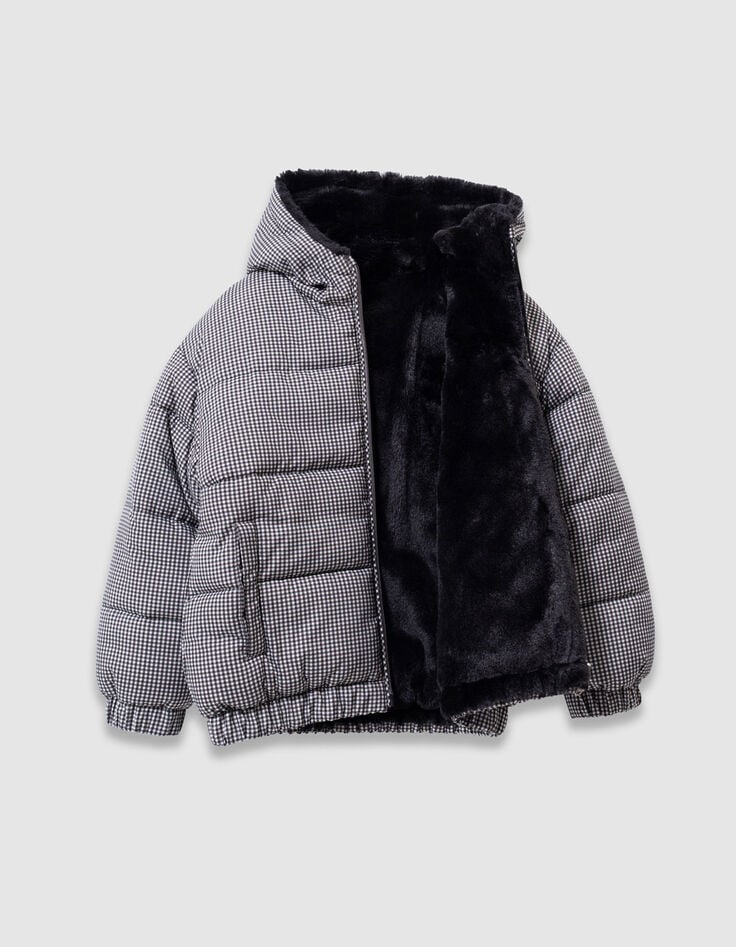 Plumas reversible negro pata de gallo y sherpa niña-8 Plumas reversible negro pata de gallo y sherpa niña-8