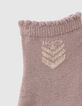 Baby girls’ violet and ecu socks with stars-2