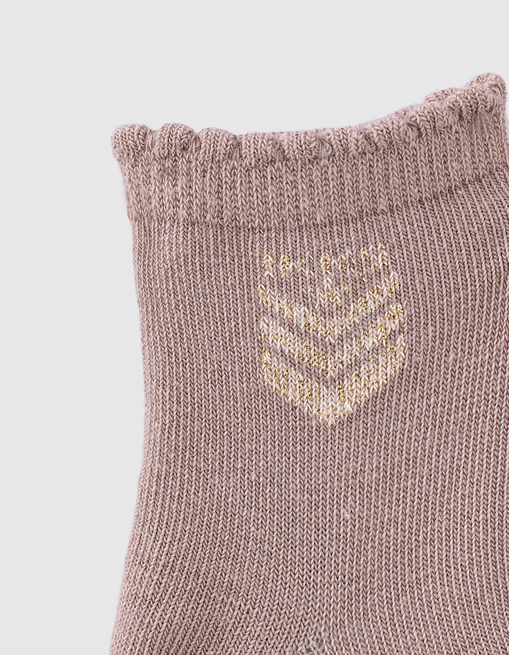 Baby girls’ violet and ecu socks with stars-2