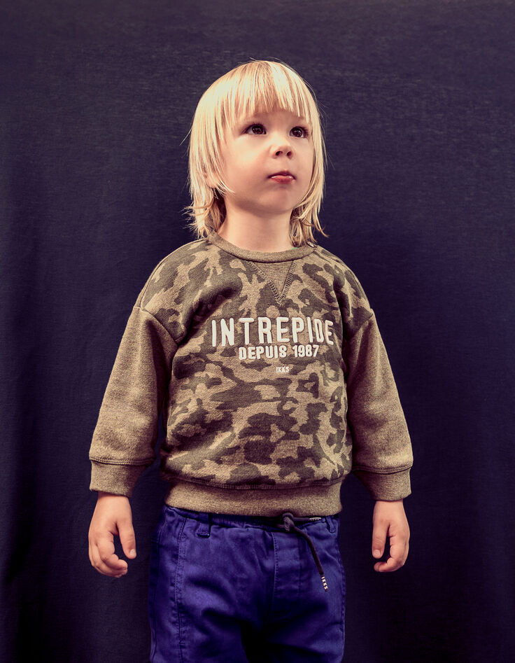 Sudadera caqui camuflaje mensaje bordado bebé niño-2