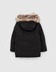 Schwarzer 2-in-1-M&auml;dchenparka mit Steppweste mit Sternen-3