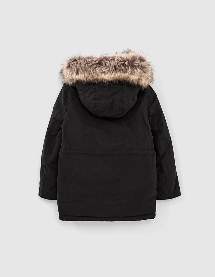 Schwarzer 2-in-1-M&auml;dchenparka mit Steppweste mit Sternen-3
