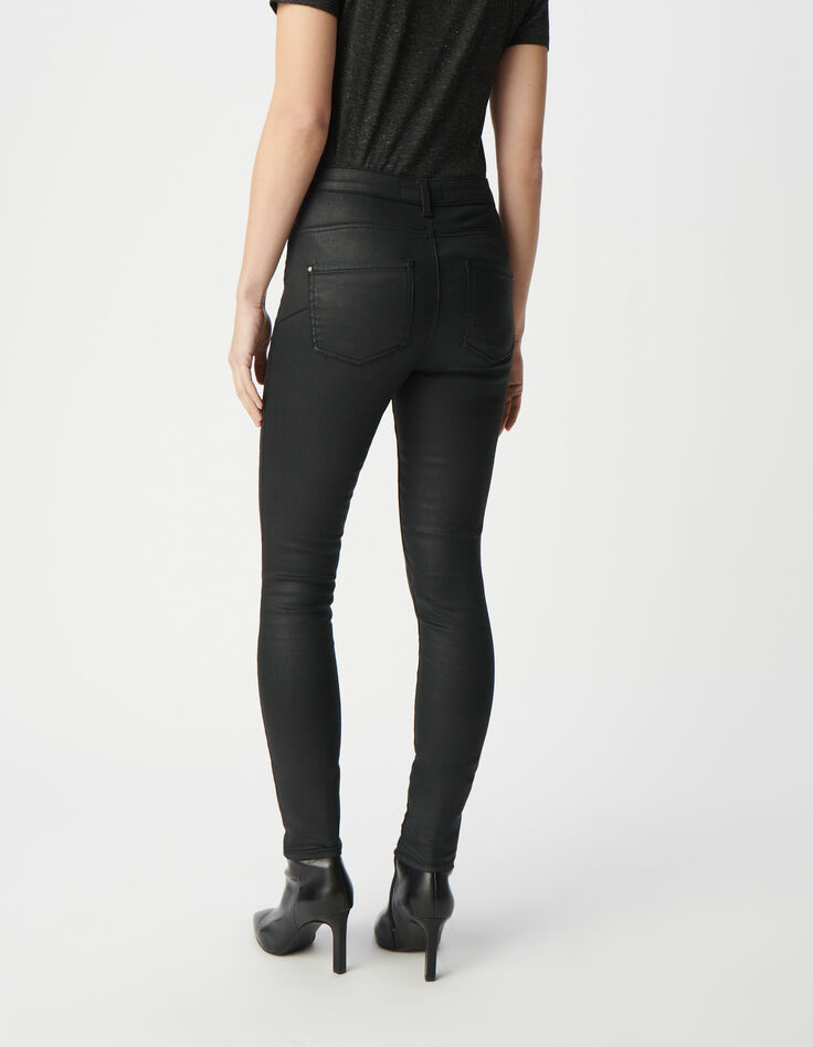 Schwarze Cropped-Jeans für Damen mit sichtbaren Powerstretch-Knöpfen-3