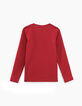 Donkerrood T-shirt met geborduurde koptelefoon meisjes-3