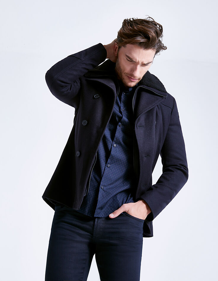 Men's navy pea coat-2