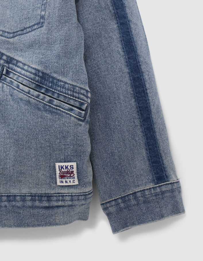 Blaue Jungen-Jeansjacke mit Moltonfutter-8