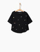 Tee-shirt-cape noir brodé fille-2