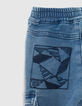 Baby boys' blue cargo jeans with elasticated waist-5