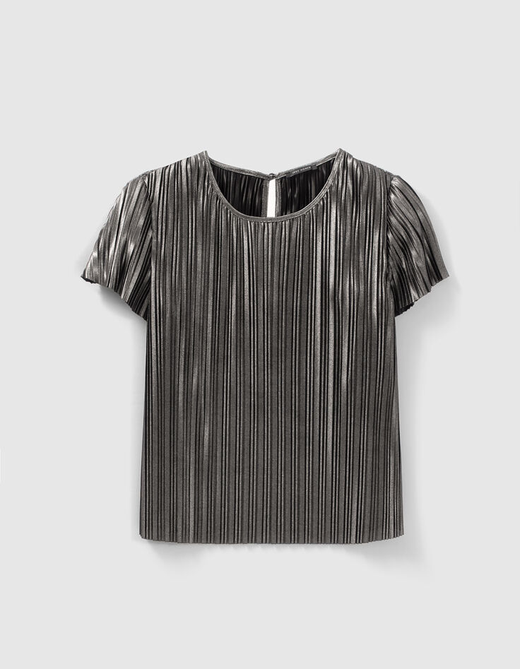 Women’s silver pleated loose top-5 Women’s silver pleated loose top-5