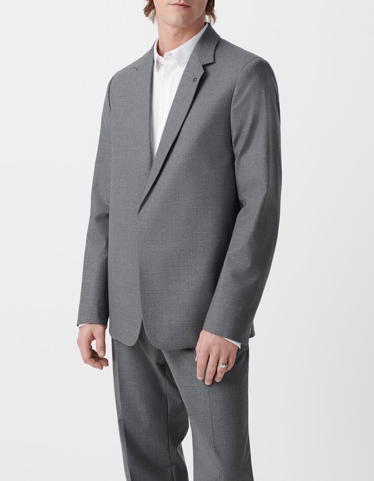 Men&rsquo;s grey wool blend suit jacket-2
