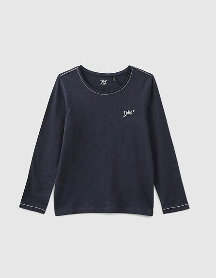 Girls’ navy Essentials embroidered IKKS T-shirt