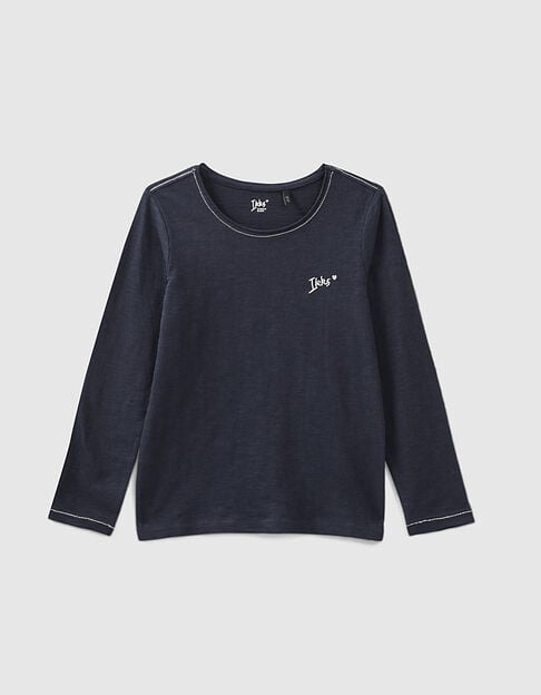 Girls’ navy Essentials embroidered IKKS T-shirt