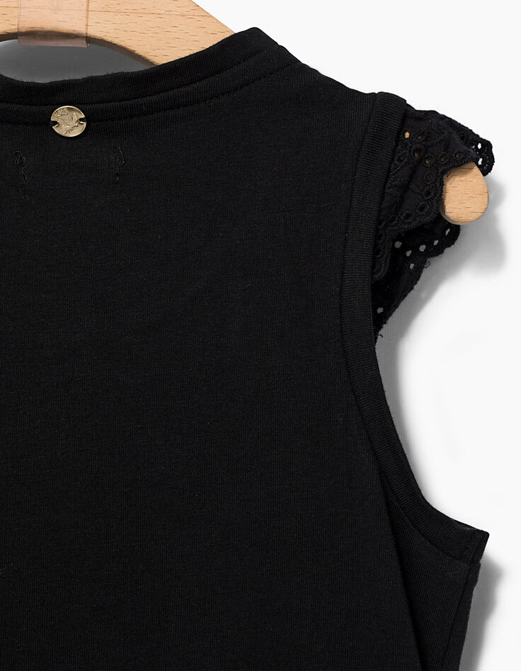 Girls’ black vest top, camel sequins-5