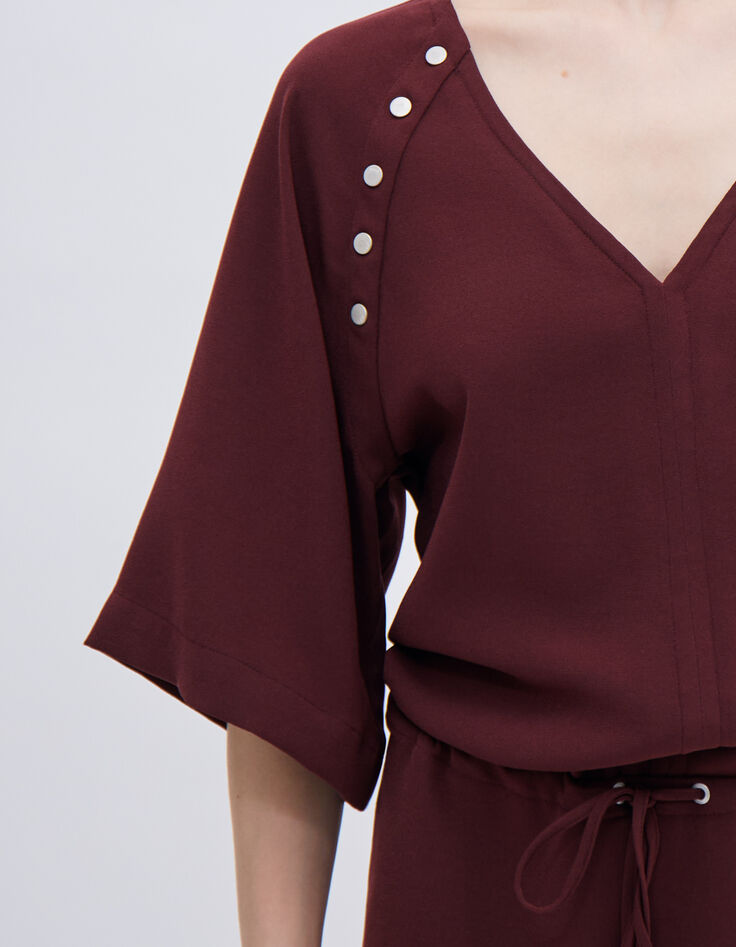 Women’s garnet dress with press stud decor-5