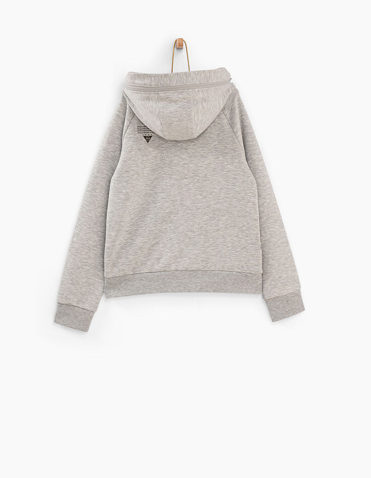 Cárdigan gris jaspeado medio capucha amarillo -2 Cárdigan gris jaspeado medio capucha amarillo -2