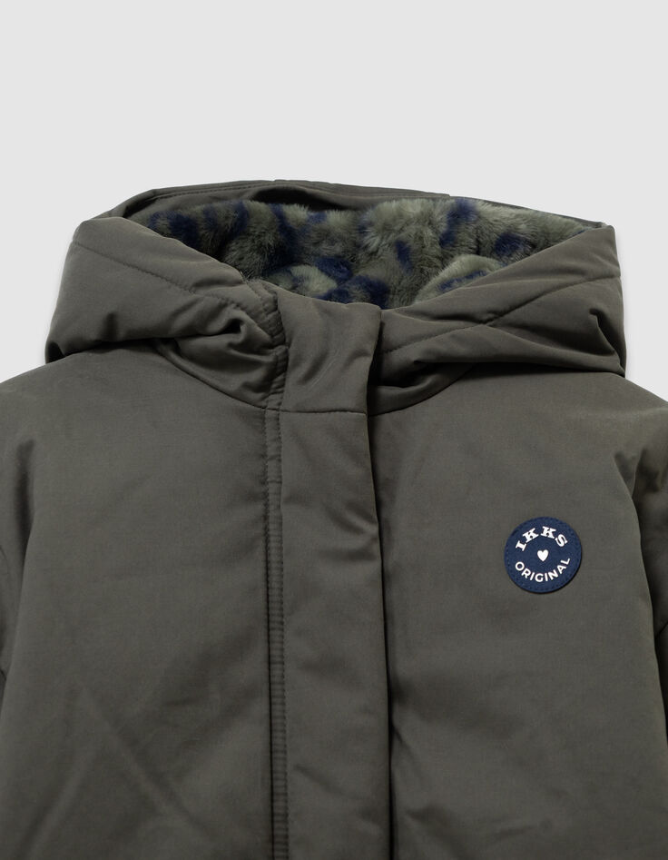 Parka caqui forrada leopardo-corazones niña-2