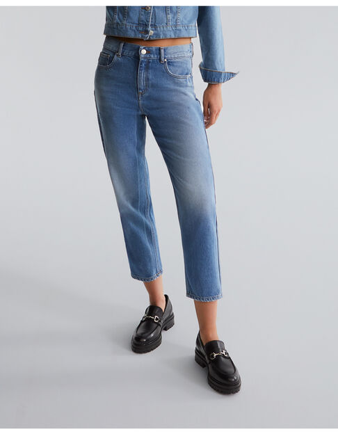 Women’s blue Waterless cropped low-waist boyfriend jeans