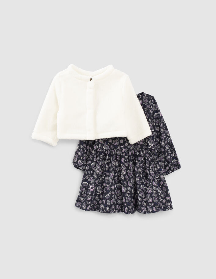 Vestido navy 2 en 1 sudadera cárdigan bebé niña-1
