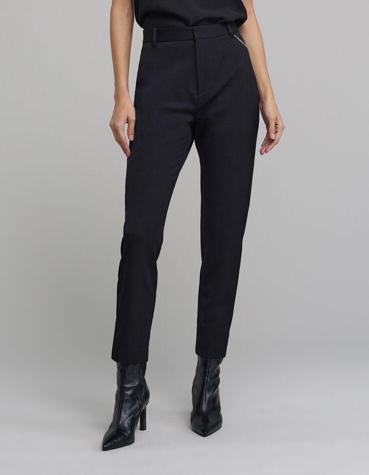 Pantalon cigarette noir cha&icirc;ne amovible Femme-2