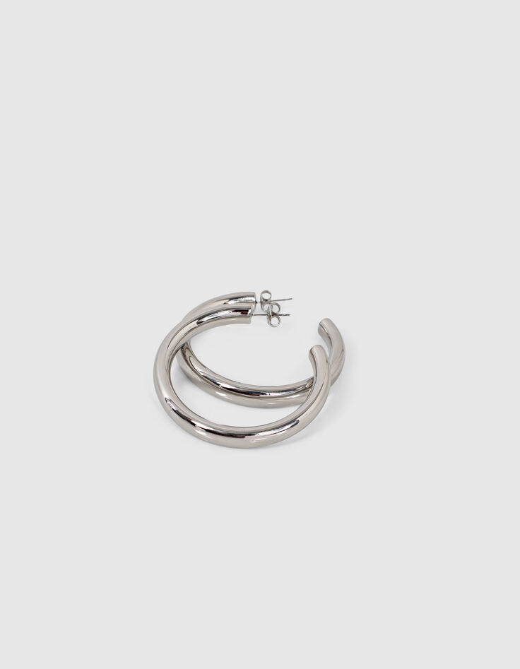 Boucles d'oreille créoles argenté femme-4 Boucles d'oreille créoles argenté femme-4