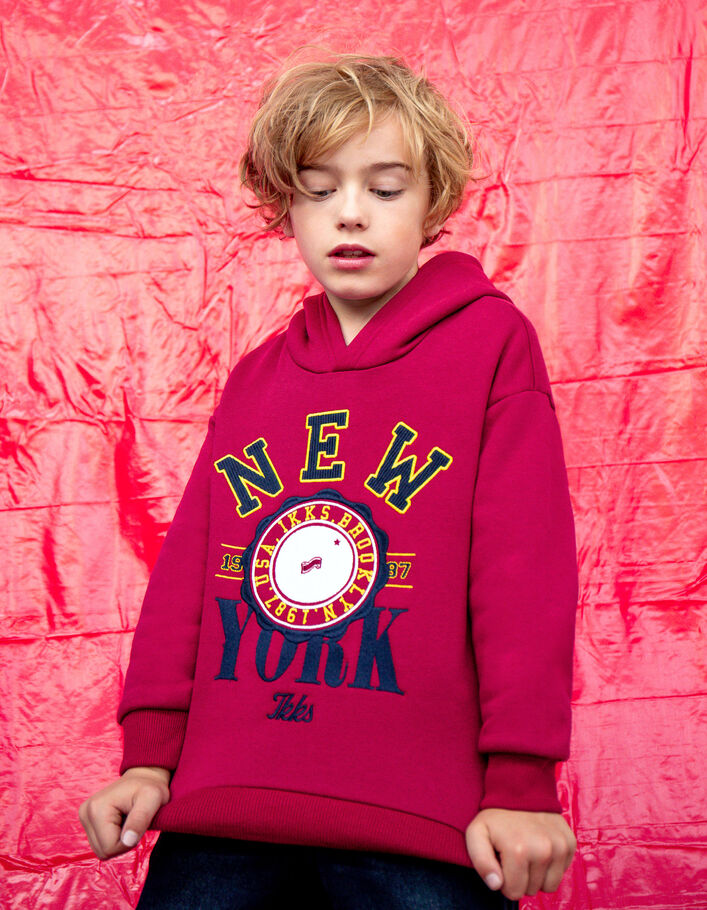 Boys’ dark red hoodie with XL embroidery-1