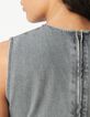 Mouwloze grijze denim jurk met split Dames-4
