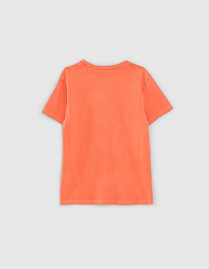 Boys’ coral organic cotton T-shirt with skull and anchor