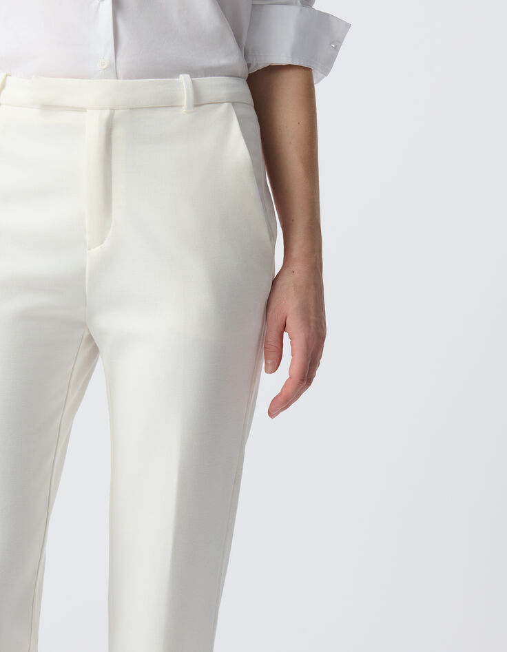 Pantalon de tailleur blanc ajusté maille Milano Femme-9