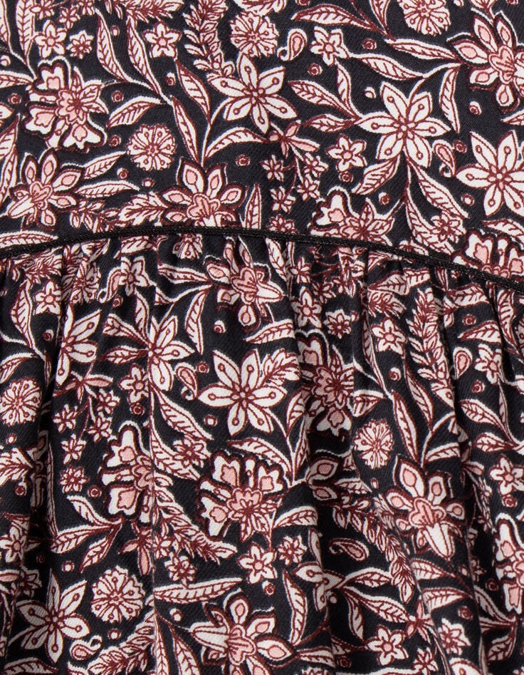 Vestido negro con estampado floral barroco para niña-6 Vestido negro con estampado floral barroco para niña-6