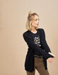 I.Code black knit coat with studs-1