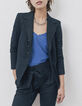 Marineblauer Damenblazer aus Milanostrick mit Kaviarfinish-1