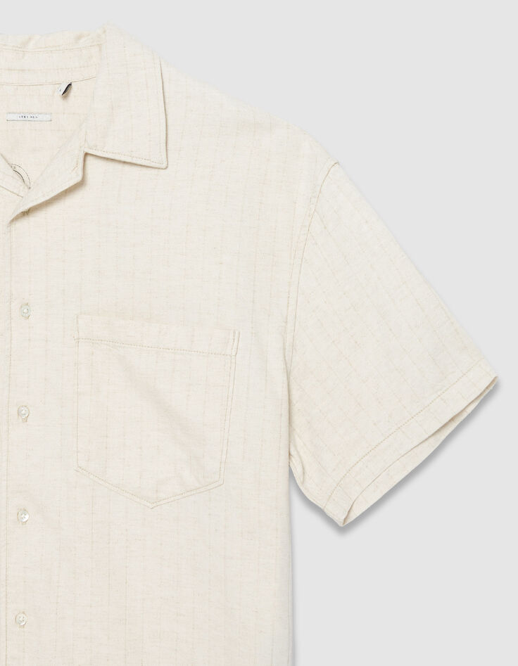 Loose denim shirt ecru stripes pattern Men-8