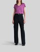 Top violine satiné détails clous aux épaules Femme-1