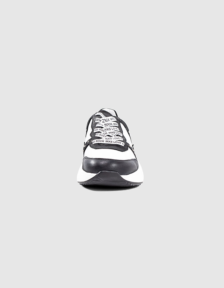 Girls’ black and white studded trainers with perforations-5