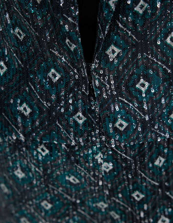 Veste noire imprimé géométrique brodée sequins Femme